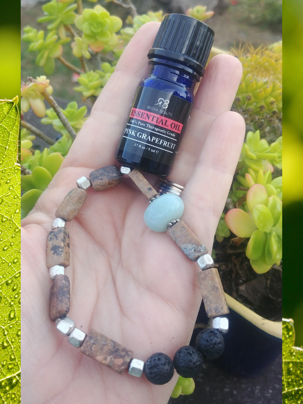 aromatherapy gemstone bracelet in hand